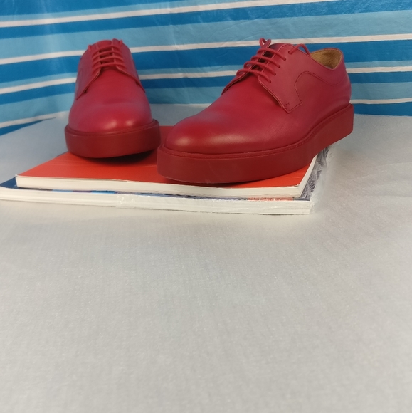 780cad Paul Smith AFTON Cherry Red Leather Brogue Oxford Women us7 Made in Italy - Picture 2 of 13